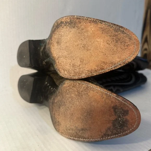 ❗️ Women’s Western Cowboy Cowgirl Black Leather Snakeskin Boots Size 6 Panhandle - Picture 12 of 14